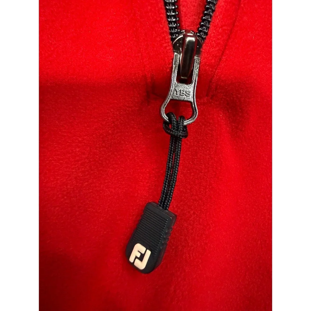 FootJoy DryJoys Red & Black Fleece Quarter-Zip Pullover – Men's Medium